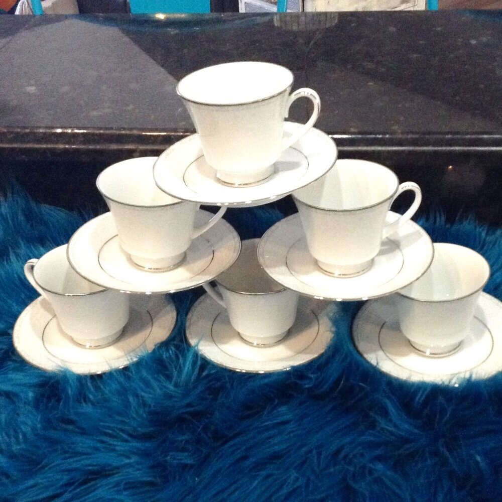 Noritake Bellville; Cup/Saucer set. Quiet Lux, Traditional Trend, Bridal Shower